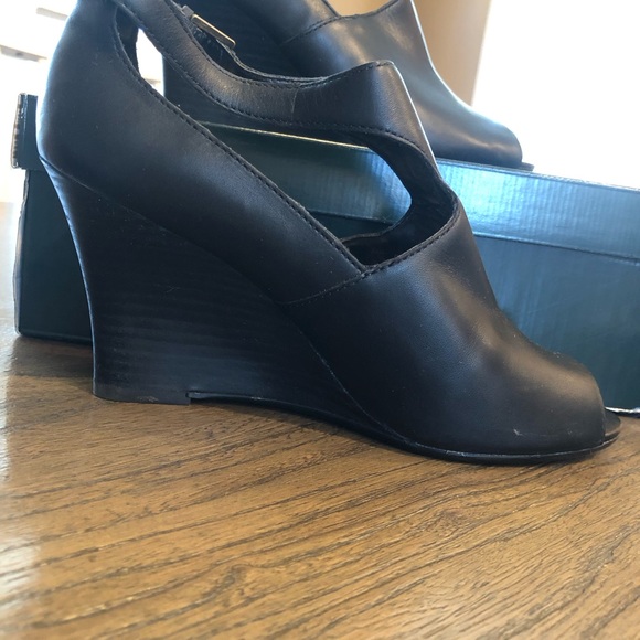 Lauren Black Open Toe Wedge Hannie Size 7 - Picture 5 of 8